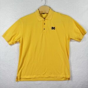 UofM University of Michigan Polo Shirt Mens XL Yellowโ Short Sleeve Golf Sport